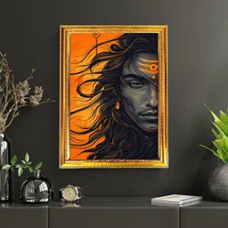 blinkart Orange & Grey Lord Shiva Religious Wall Art-image-49