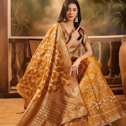 Suha Women Yellow Art Silk Woven Design Unstitched Lehenga Choli-picture-27