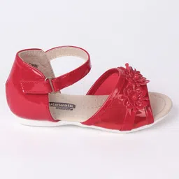 Cute Walk by Babyhug Party Wear Sandals Floral Motif - Black image 4