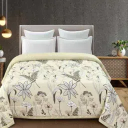 Florida 180 GSM Floral Reversible All Season AC Comforter / Blanket / Quilt (Cream, 220x240 CM)-picture-36