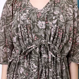 Punnu Floral Print Kimono Sleeve Chiffon Kaftan Dress image 4