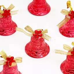 Archies 6Pcs Red & Yellow Christmas Decor Bells image 4
