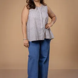 THE INDIAN ETHNIC CO Geometric Print Cotton Top image 4