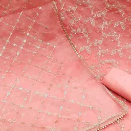 SHADOW & SAINING Embroidered Organza Semi-Stitched Dress Material image 4