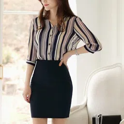 Aaghnya Women White Printed Viscose Rayon Tops image 3