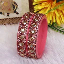 TAJ BRIDAL STORE Set Of 2 Kundan Studded Kada Bangles-picture-27