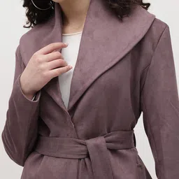 The Roadster Life Co. Lapel Collar Knee Length Overcoat with Belt image 2