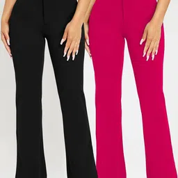 BAESD Women Pack of 2 Relaxed Straight Leg High-Rise Trousers-picture-11