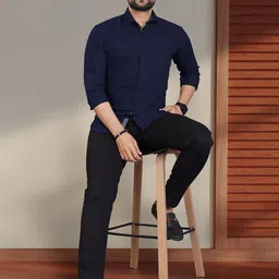 VeBNoR Men Standard Fit Solid Spread Collar Shirt image 2