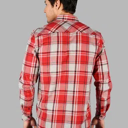 TIM PARIS Men Classic Fit Tartan Checked Spread Collar Cotton Casual Shirt image 4