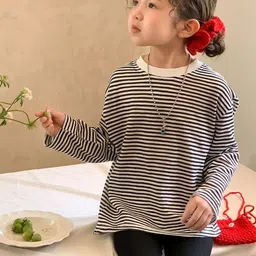 LULU & SKY Girls Striped V-Neck T-shirt-picture-25