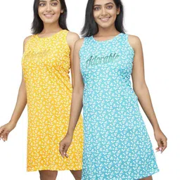 SELINI Pack Of 2 Abstract Printed Nightdress image 4