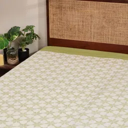 Fabindia Green & Off-White Jarul Printed Single SizeBedCover image 3