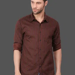 7TH LEGION Smart Striped Spread Collar Cotton Casual Shirt-image-35