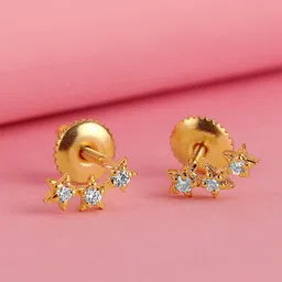 ShimmerTots 925 Sterling Silver Gold-Plated Contemporary Studs Earrings-picture-33