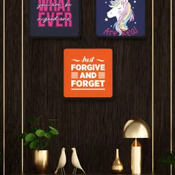 Livin'luxe Blue & Orange 3 Pieces Unicorn & Motivational Quote Wall Arts image 5