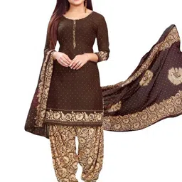 attigo Unstitched Printed Cotton Blend Kurta & Patiyala Dress Material with Dupatta image 2