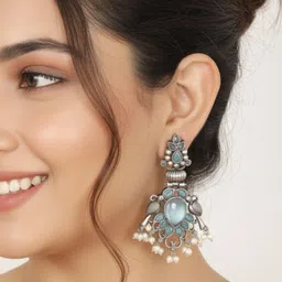 VIVAZS Peacock Shaped Drop Earrings image 4