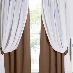 BFAM Brown Set of 2 Floral Black Out Window Curtain-picture-35