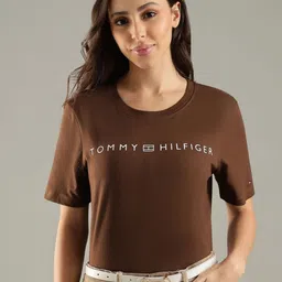 Tommy Hilfiger Typography Printed Round Neck Slim Fit Cotton T-shirt-image-51