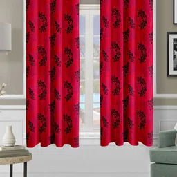 Aura Red Set of 2 Ethnic Motifs Window Curtain-picture-31