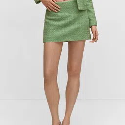 MANGO Women Tweed Straight Mini Skirt-image-0