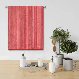 Urban Magic Red Striped 460 GSM Cotton Soft Bath Towel-image-57