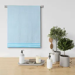 Urban Magic Blue Solid 400 GSM Pure Cotton Bath Towels-image-20