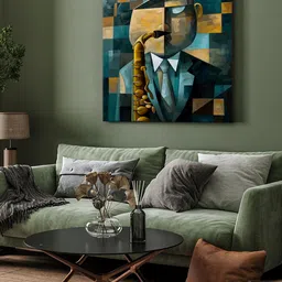 999Store Gold-Toned & Blue 1 Piece Canvas Other Wall Paintings image 2