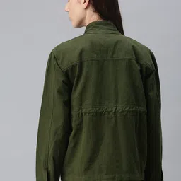 VOXATI Women Olive Green Denim Jacket image 4