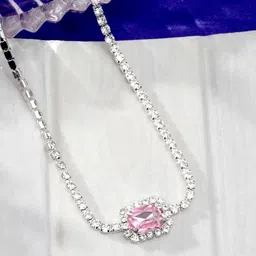 Niscka Silver-Plated Cubic Zirconia Studded Chain image 5