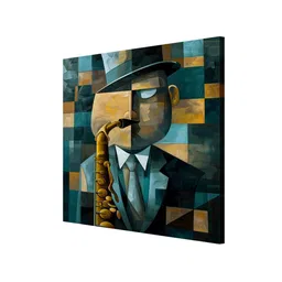 999Store Gold-Toned & Blue 1 Piece Canvas Other Wall Paintings image 4