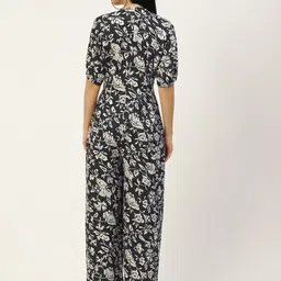 Rue Collection Black & Off White Printed Basic Jumpsuit image 4