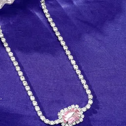 Niscka Silver-Plated Cubic Zirconia Studded Chain image 2