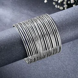 Peora Set of 23 Silver-Plated Alloy Bangles-picture-55