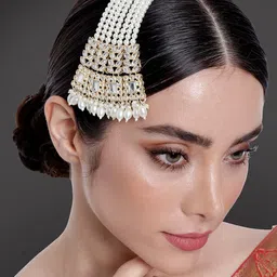 Peora Gold-Plated Kundan Studded Jhumar Passa-image-24