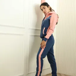 Chkokko Women Pink & Blue Colourblocked Sports Tracksuit-picture-29