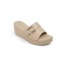 PEPPER Womens Beige Wedges Heels image 1