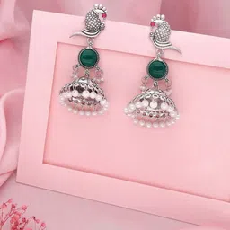 Tipsy closet Peacock Shaped Jhumkas Earrings-picture-12