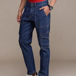 WROGN Men Light Fade Stretchable Cargo Jeans-picture-2