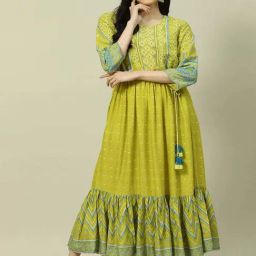 Rangriti Green Printed A-Line Dress-picture-42