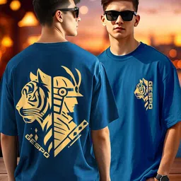 gespo GANIX FASHION Oversized Animal Graphic Round Neck Drop Shoulder T-shirt image 2