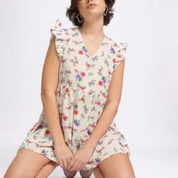 DressBerry Cutesy Twirls Floral Print A-Line Mini Dress-image-92