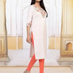 Aurelia Off-White Rayon-Viscose Embroidered Kurti image 3