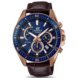 Casio EDifice EFR-552GL-2AVUDF Blue Analog Dial Brown Leather Band Men's Watch EX358-picture-12