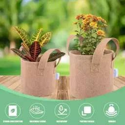 ORILEY Plant Growing Bag with Sturdy Handle Size 24x24 inch 500 GSM Round Beige, OR-RGB-264 (Pack of 2) image 4