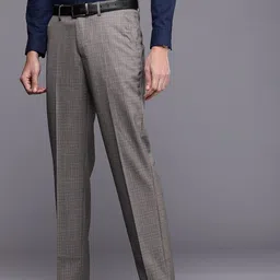Louis Philippe Men Checked Formal Trousers image 2