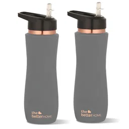 The Better Home Grey 2 Pieces Brand Logo Printed Copper Water Bottles-700 ml Each-image-2