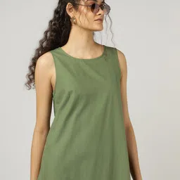 Sands of India Women Gathered Sleeveless Drop-Waist Midi Dress image 5