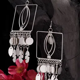 Moedbuille Silver-Plated Contemporary Drop Earrings-image-89
